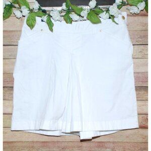 A Line Anne Klein Sport Ladies White Pleated Shorts Size 16 Hip Zip Up Stretch